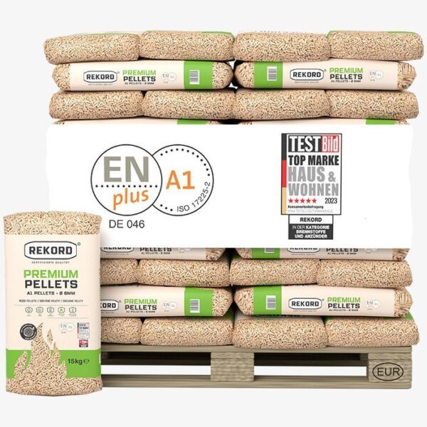 REKORD Premium Holzpellets 6mm ENplusA1, 66 x 15kg Palette
